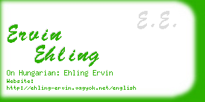 ervin ehling business card